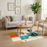 Teal Geometric Face Area Rug