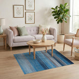 Distressed Blue Horizontal Stripe Area Rug