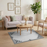 Ornate Baroque Floral Frame Area Rug