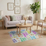 Vibrant Positive Affirmations Doodle Area Rug