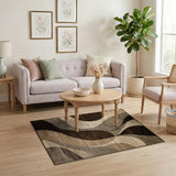 Brown and Tan Abstract Brown Swirl Area Rug