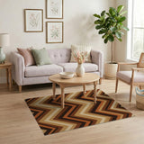 Geometric Modern Brown Tan Chevron Zigzag Area Rug