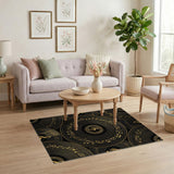 Gold Musical Notes Vinyl Record Area Rug