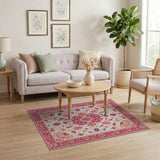 Vibrant Pink Medallion Persian Area Rug