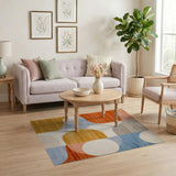 Bold Geometric Shapes Orange Blue Area Rug