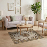 Ivory Floral Medallion Persian Rug