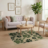Playful Green Cat Paw Print Area Rug