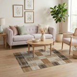 Brown Tan Geometric Striped Area Rug