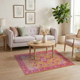 Hot Pink Orange Persian Floral Area Rug