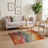 Wavy Multi-Color Geometric Area Rug