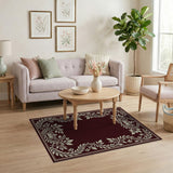 Regal Crown Laurel Floral Border Rug