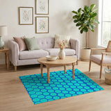 Teal Blue Hexagon Honeycomb Geometric Area Rug