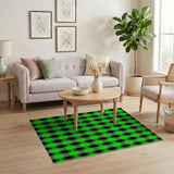 Green Bold Green Black Plaid Area Rug