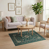 Emerald Green Traditional Persian Medallion Green Rug