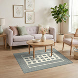 Blue Greek Key Geometric Area Rug