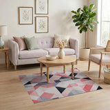 Bold Red Geometric Triangle Area Rug