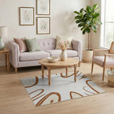 Beige and Neutral Abstract Beige Swirl Area Rug