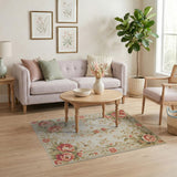 ODIKA Vintage Floral Washable Area Rug - Low Pile Non-Slip Traditional Rug