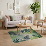 Lush Green Fern Leaves Area Rug