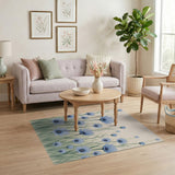 Delicate Blue Daisy Meadow Area Rug