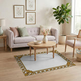 Ornate Gold Floral Baroque Frame Rug