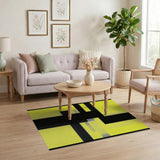 Yellow Bold Yellow Black Geometric Abstract Area Rug
