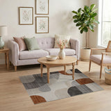 Abstract Curved Grey Geometric Area Rug