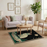 White Cat Starry Desert Night Rug