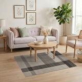 Modern Grey Geometric Block Stripe Rug