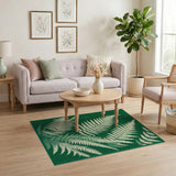Green Vintage Green Fern Leaf Area Rug
