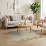 Scalloped Border Beige Woven Area Rug