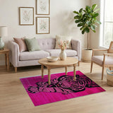 Bold Pink Tiger Geometric Area Rug
