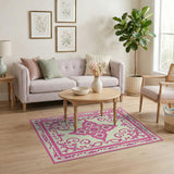 Traditional Persian Pink Floral Medallion Persian Area Rug