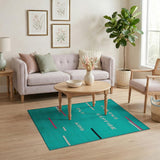 Teal Geometric Typography Area Rug
