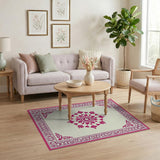 Traditional Persian Pink Ornate Pink Mandala Persian Area Rug
