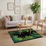 Lush Green Ferns Butterflies Area Rug