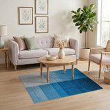 Ombre Blue Grid Geometric Area Rug