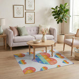 Kids Cartoon Rainbow Paw Heart Kids Area Rug