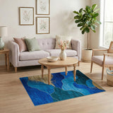 Wave Blue Teal Abstract Wave Area Rug