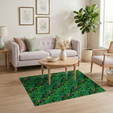 Whimsical Green Cartoon Frog Cat Area Rug