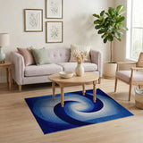 Hypnotic Blue Spiral Vortex Area Rug