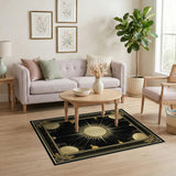 Celestial Gold Sun Moons Area Rug