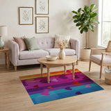 Rainbow Hearts Striped Area Rug