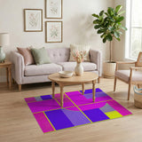 Vibrant Purple Pink Yellow Geometric Area Rug