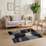 Geometric Abstract Black White Area Rug