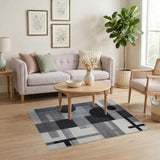 Bold Geometric Abstract Black White Area Rug