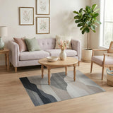 Layered Grey Peaks Abstract Area Rug