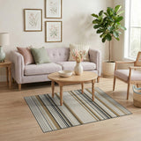 Beige and Neutral Beige Black Striped Geometric Area Rug