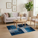 Geometric Modern Blue and Teal Navy Blue Geometric Modern Area Rug