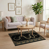 Golden Coiled Serpent Mystic Area Rug